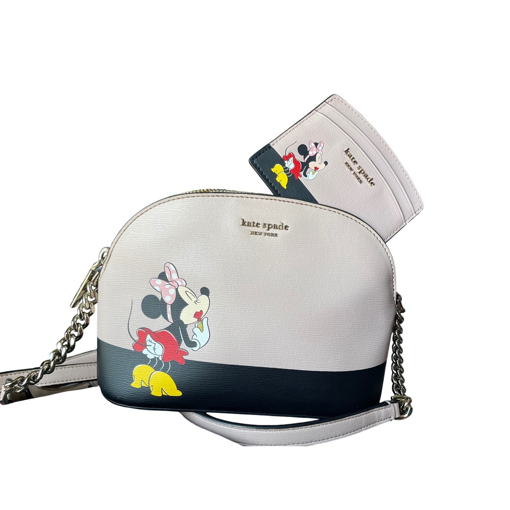 Kate Spade Disney Minnie Mouse Crossbody Bag and Card Case Set Pink Black P436